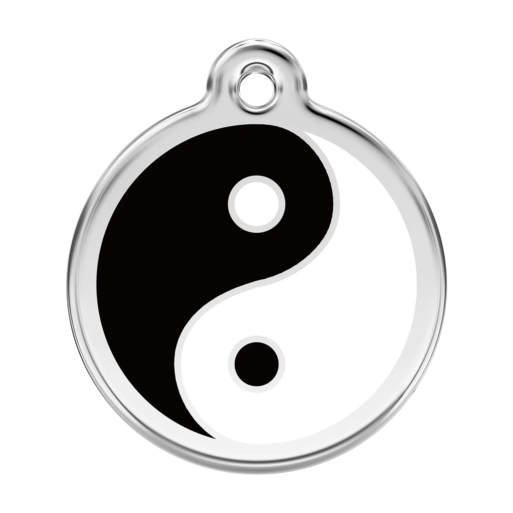 Ying and Yang in Black Enamel & Stainless Steel pet tag