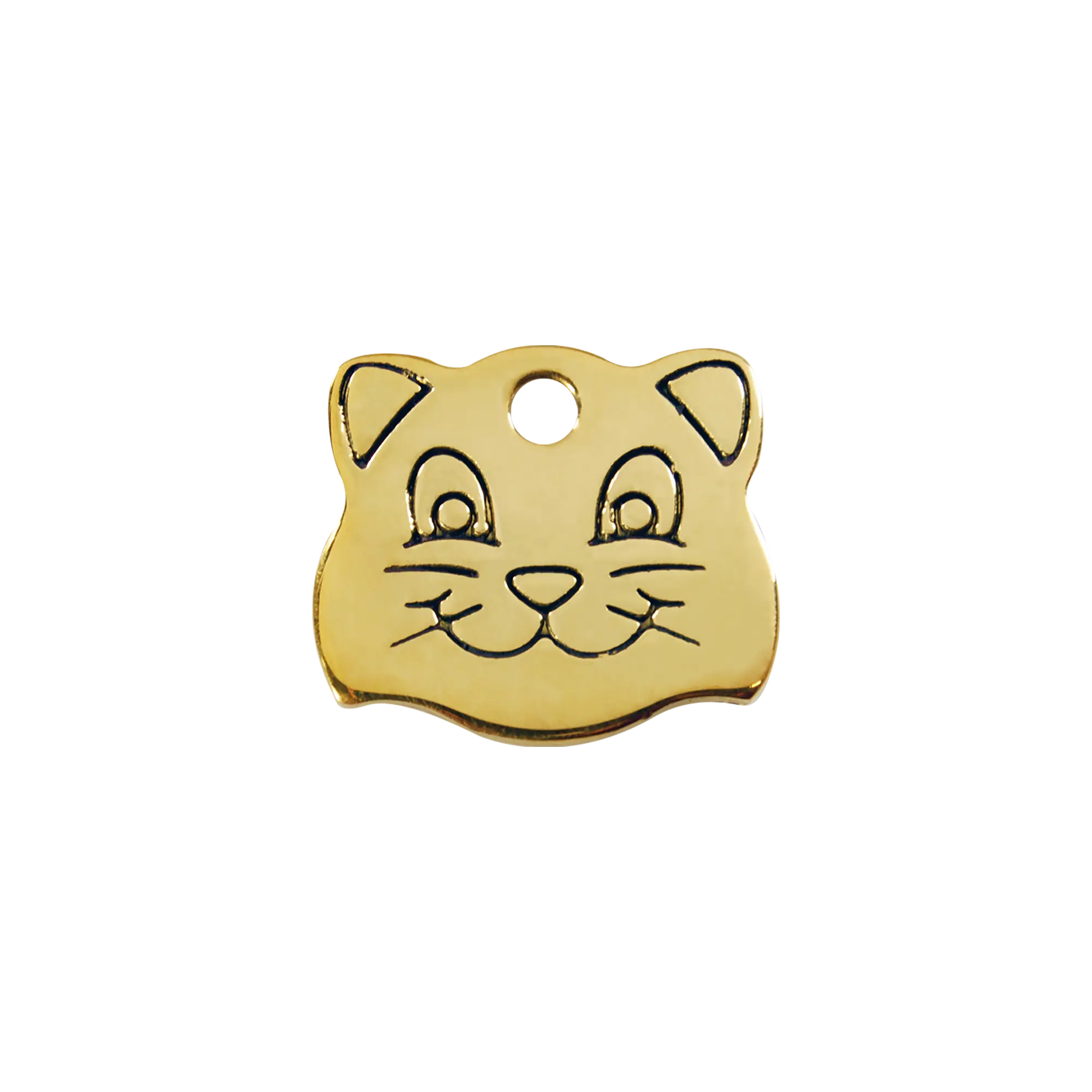 Cat Face Flat Brass pet tag
