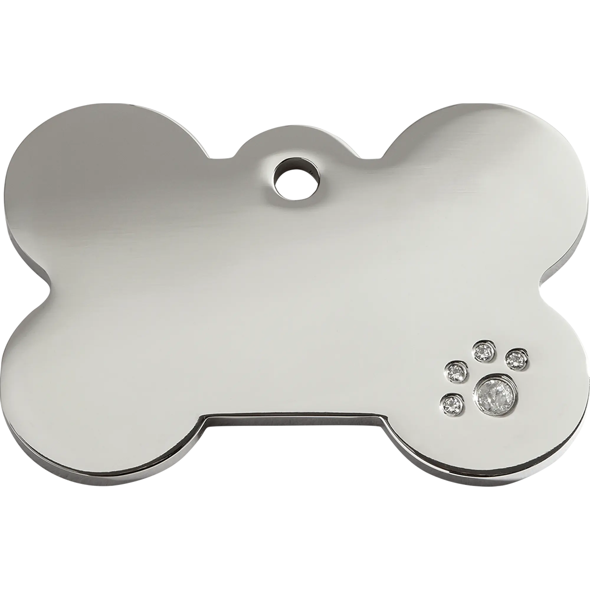 Bone Swarovski Diamante Polished Stainless Steel pet tag