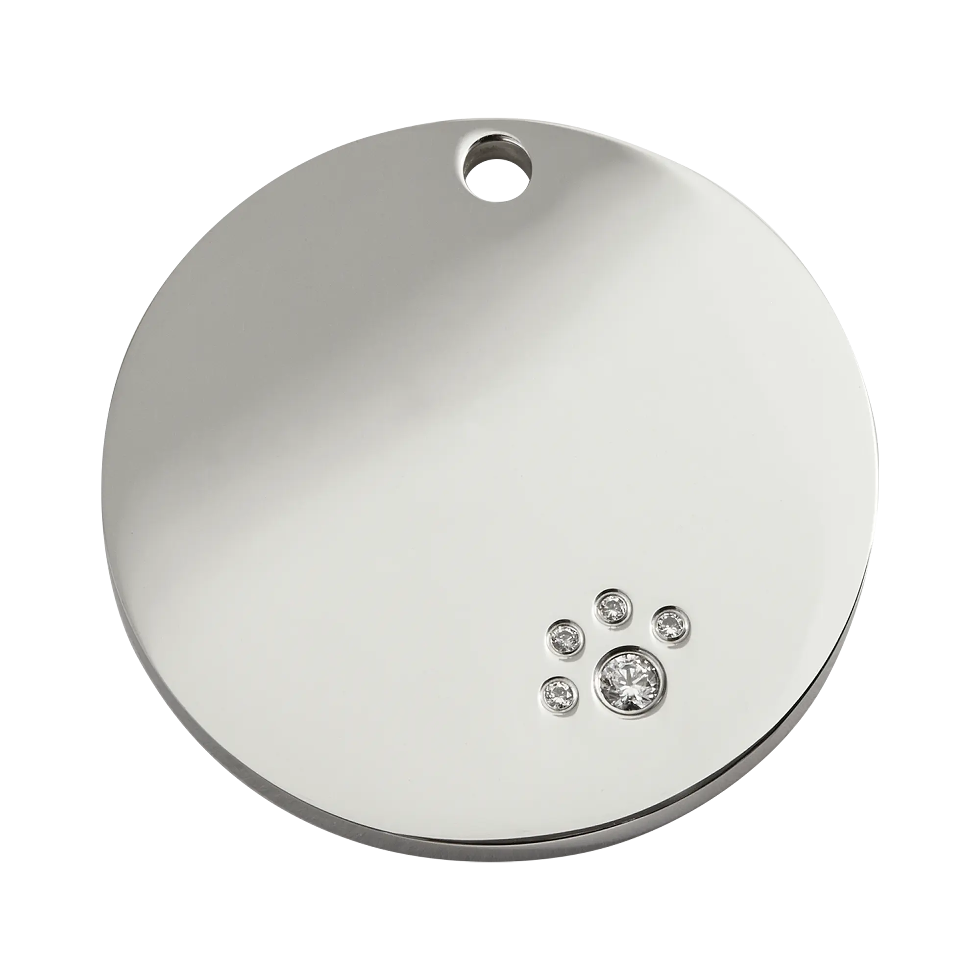 Circle Swarovski Diamante Polished Stainless Steel pet tag