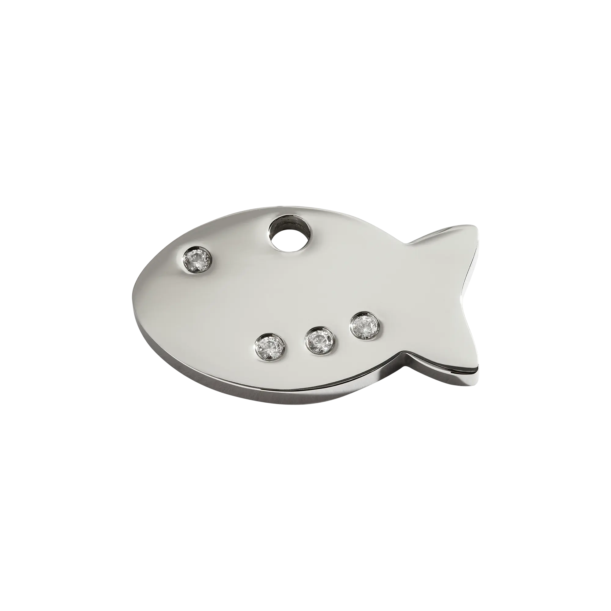 Fish Swarovski Diamante Polished Stainless Steel pet tag
