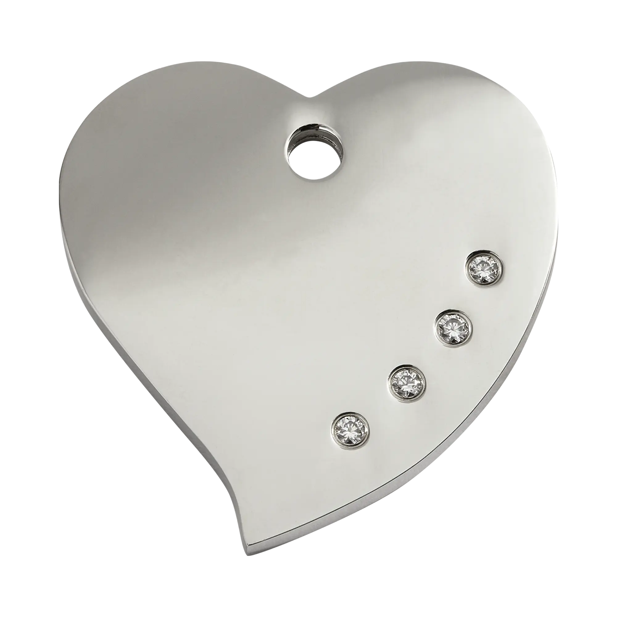 Heart Swarovski Diamante Polished Stainless Steel pet tag