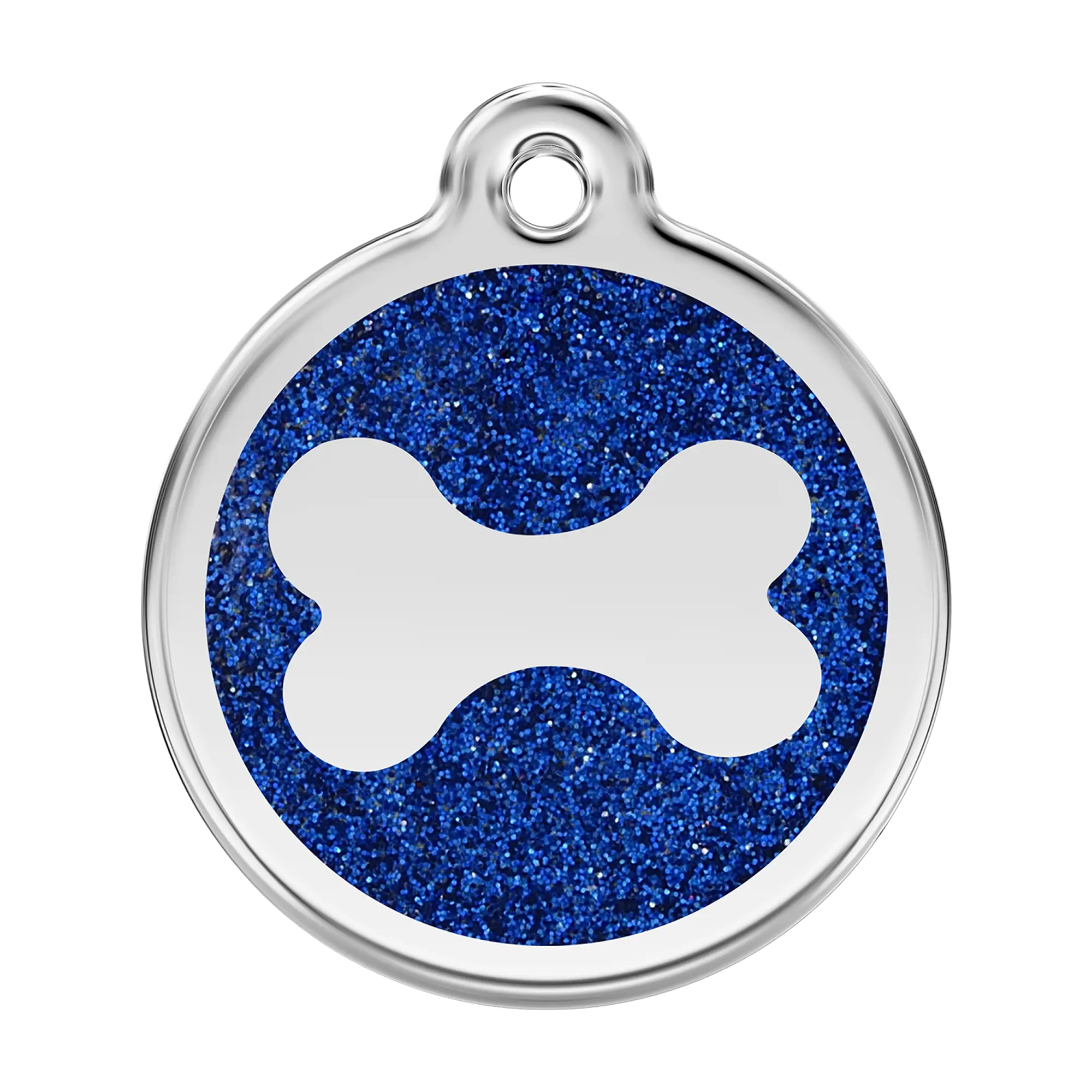 Glitter Bone in Dark Blue Glitter Enamel & Stainless Steel pet tag