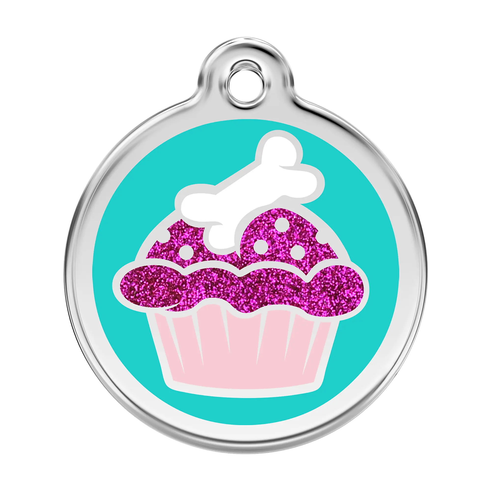 Glitter Cupcake Glitter Enamel & Stainless Steel pet tag
