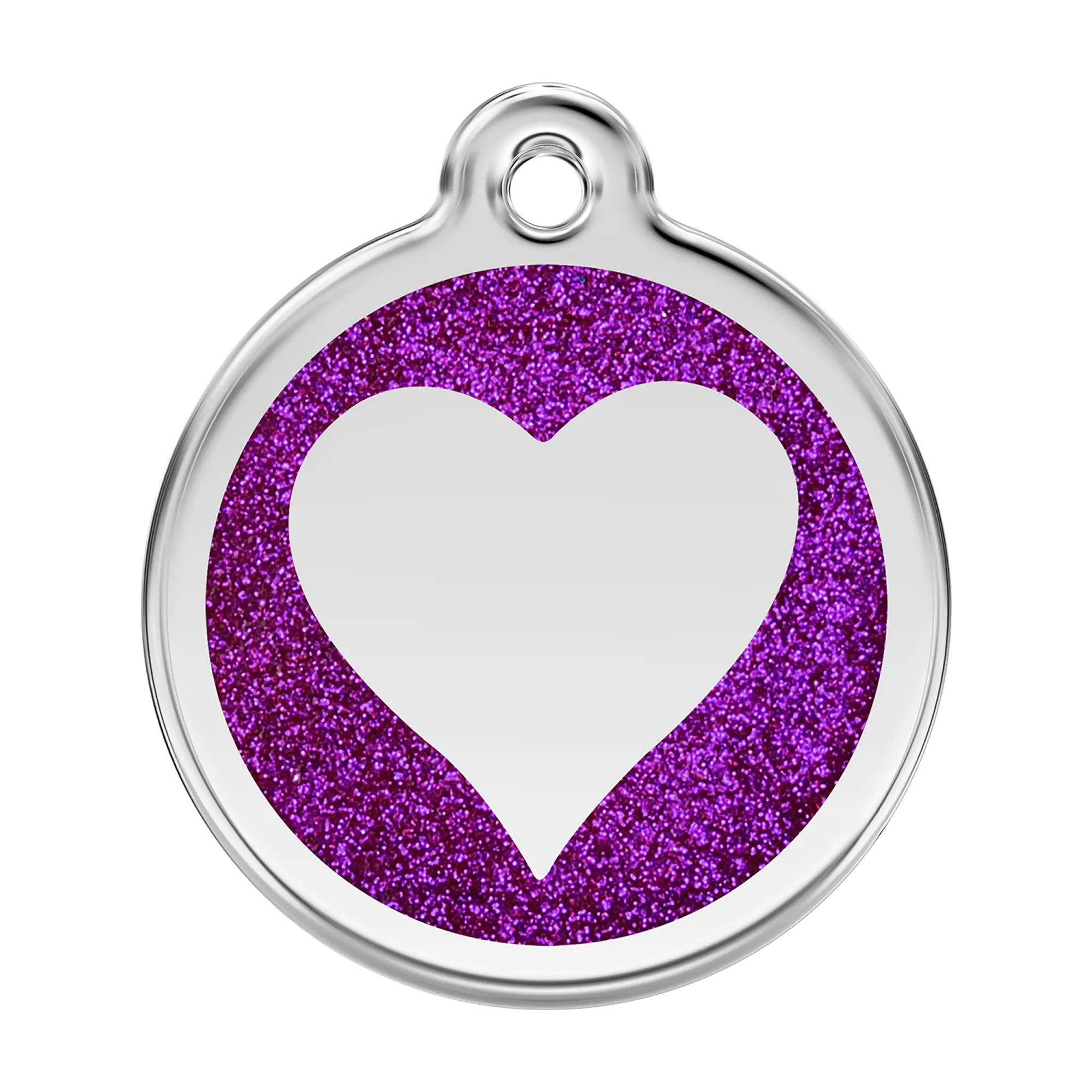 Glitter Heart in Purple Glitter Enamel & Stainless Steel pet tag