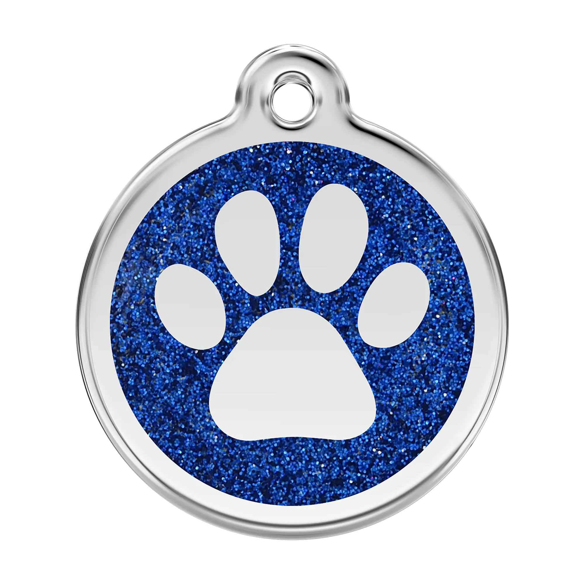 Glitter Paw Print in Dark Blue Glitter Enamel & Stainless Steel pet tag