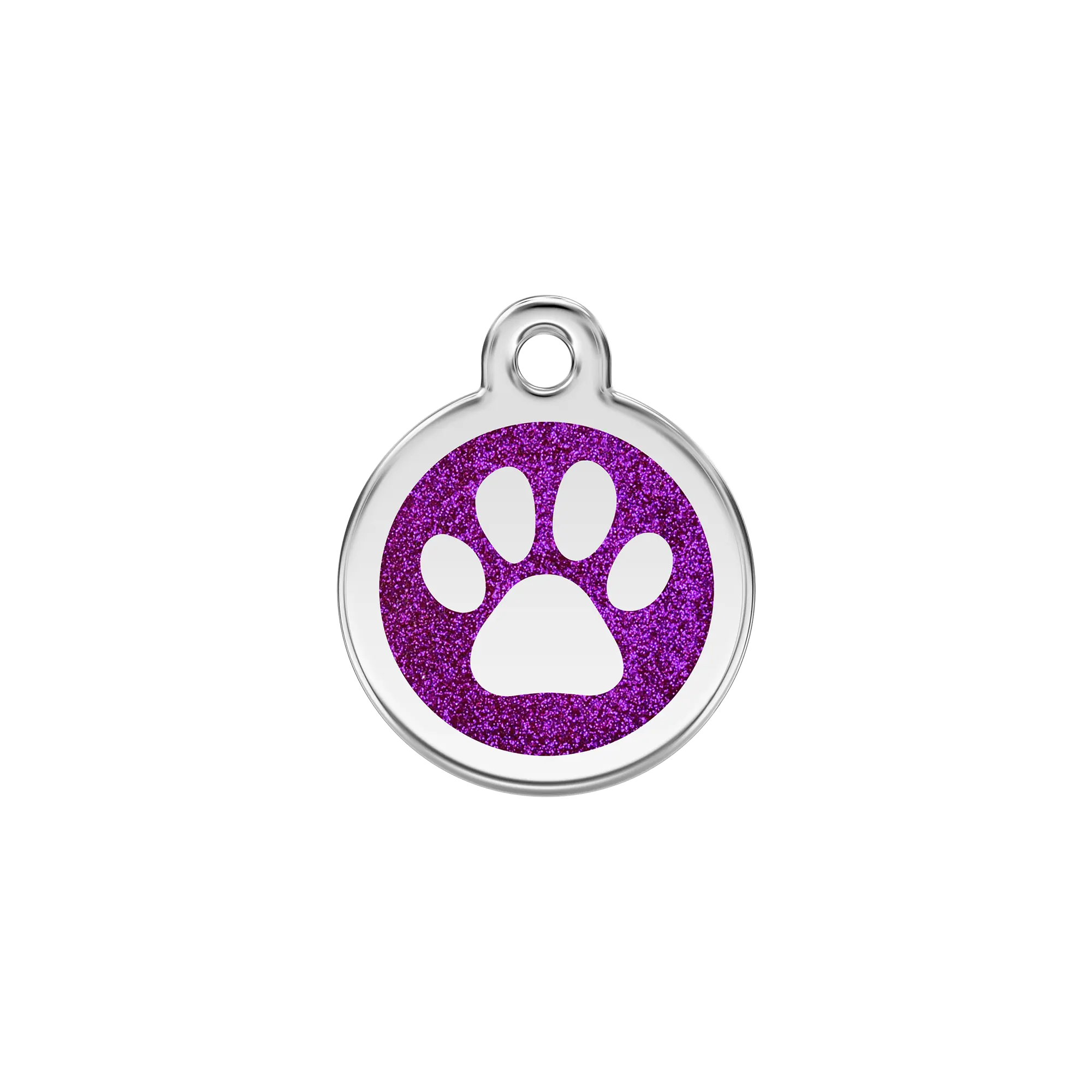 Glitter Paw Print Glitter Enamel & Stainless Steel pet tag