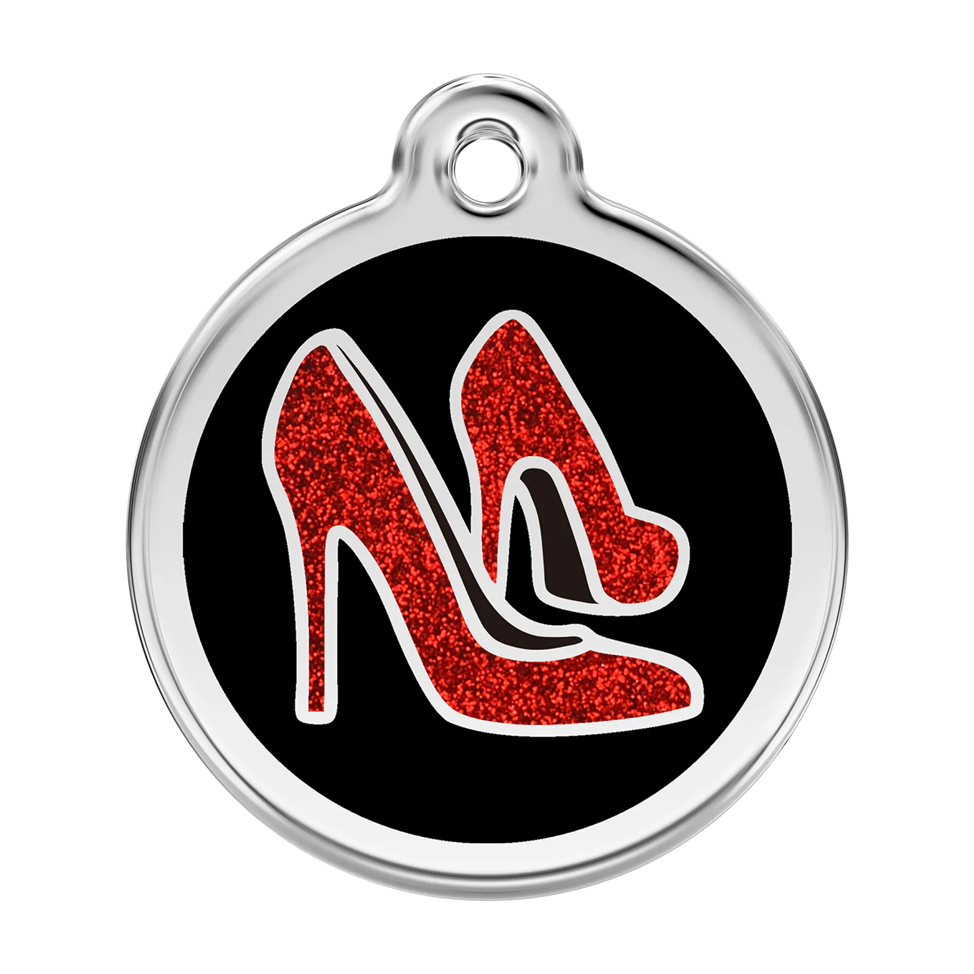 Glitter Red Shoe Glitter Enamel & Stainless Steel pet tag