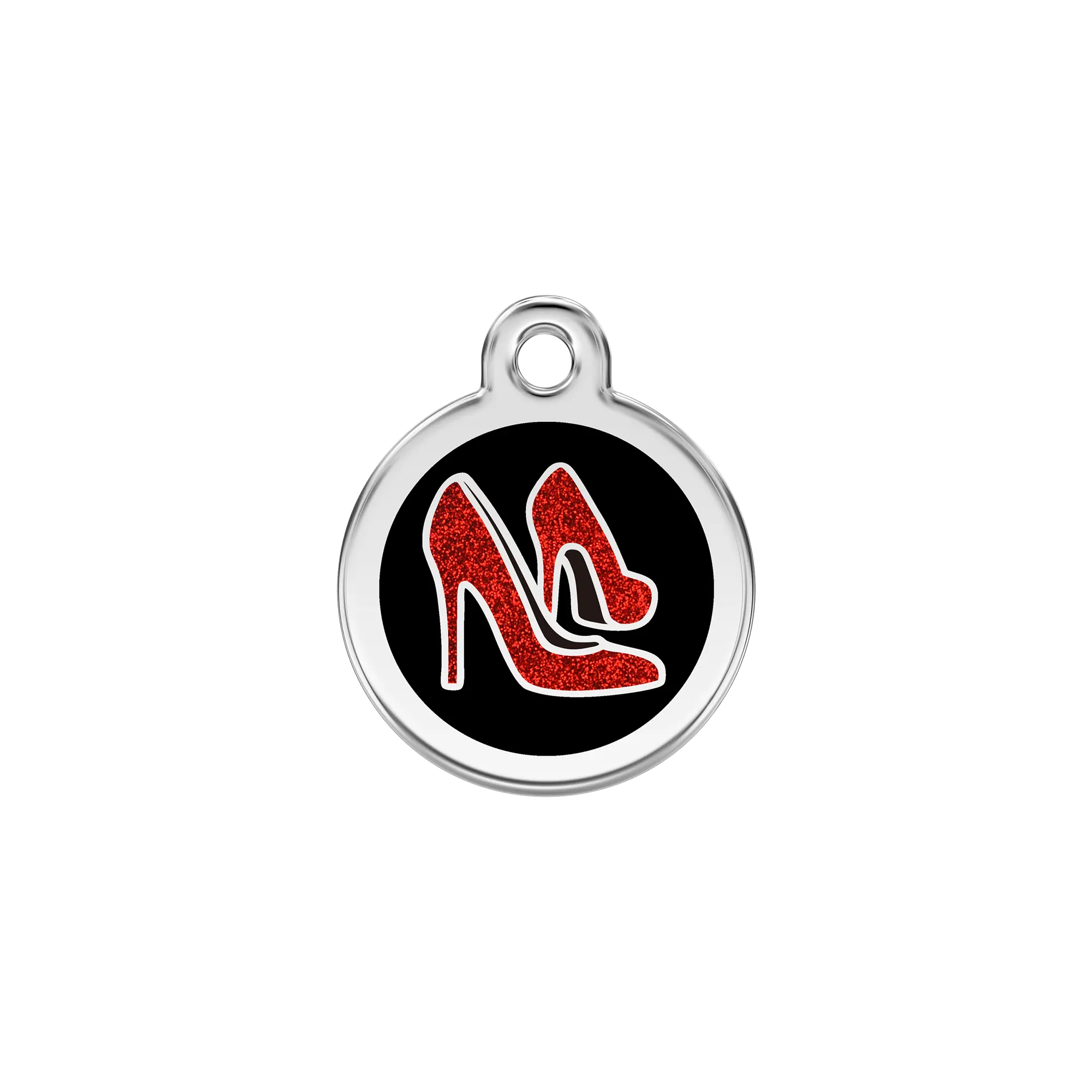 Glitter Red Shoe Glitter Enamel & Stainless Steel pet tag